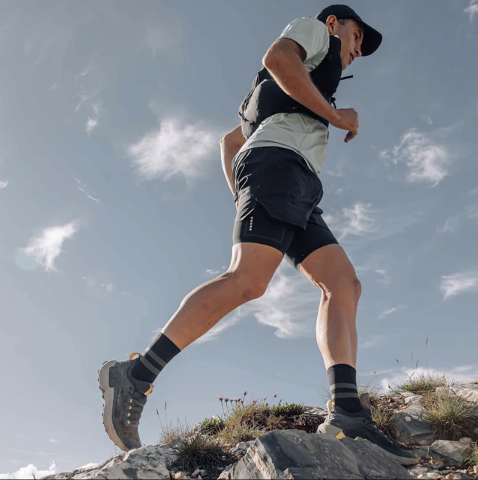 running shorts and tights at the climbers shop and joe brown UK
